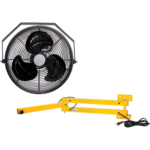 EB587 Trousse de ventilateur pour poste de travail industriel avec bras double verrouillable, Dia 12", 3 vitesses