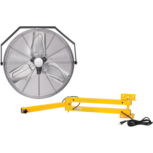 EB589 Trousse de ventilateur pour poste de travail industriel avec bras double verrouillable, Dia 24", 3 vitesses