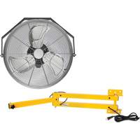 EB588 Trousse de ventilateur pour poste de travail industriel avec bras double verrouillable, Dia 18", 3 vitesses